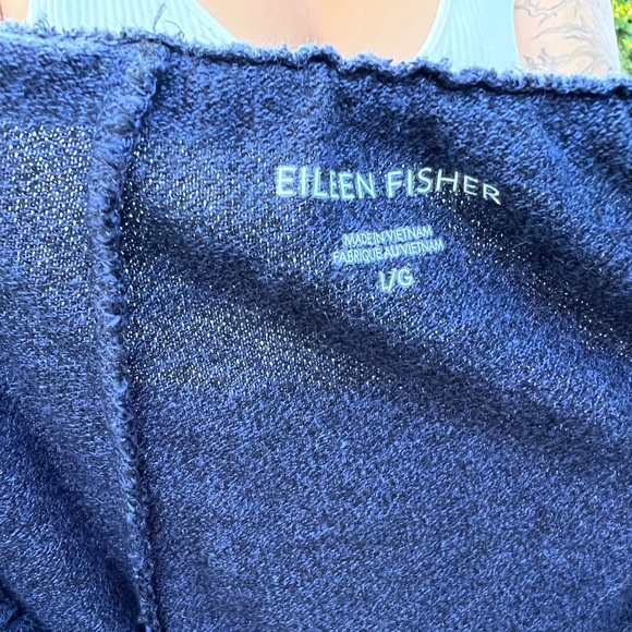 EILEEN FISHER Blue stretch-waist Organic Cotton & Hemp knit pants - Picture 3 of 4